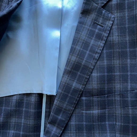 J. Hilburn Suits & Blazers Custom Jhilburn Suit In Navy Blue Plaid